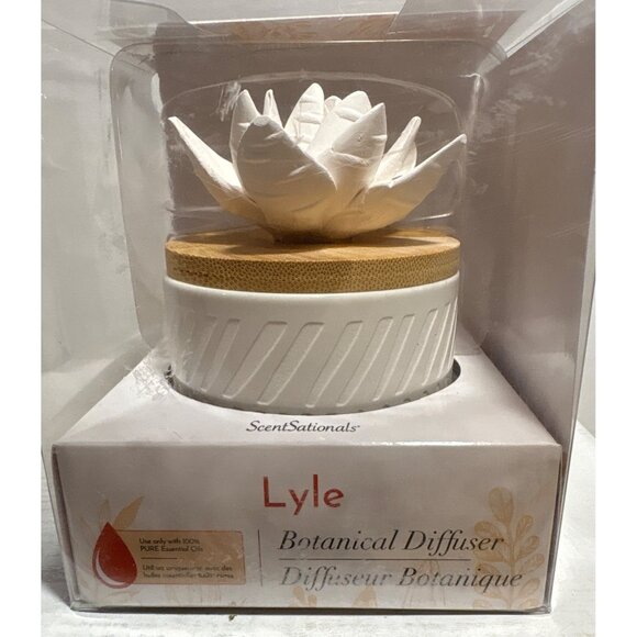 ScentSationals Lyle Botanical Diffuser With Ceramic Lotus Top & Bamboo Lid - Picture 1 of 8